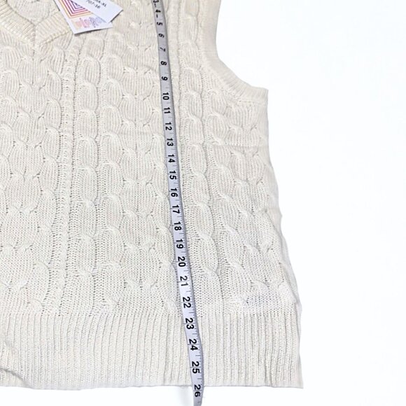 LuLaRoe Nadia XL Ivory Cable Knit Sweater Vest NWT | Preppy Layering, Neutral - Picture 7 of 9